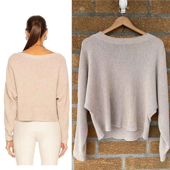 Le Ore Lodi Ribbed Sweater Size S Cropped Almond - Picture 3 of 11